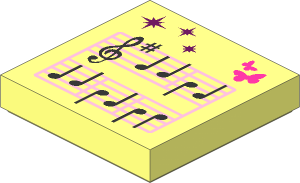 Tile  2 x  2 with Music Notes and Butterflies Pattern