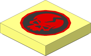 Tile  2 x  2 with Cracked Red Skull on Black Disc Pattern