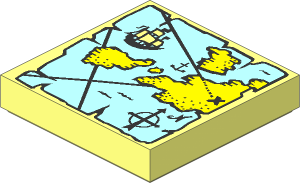 Tile  2 x  2 with Blue and Yellow Map Pattern