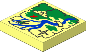 Tile  2 x  2 with Map, Temple, River and Red X Pattern