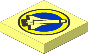 Tile  2 x  2 with Space Port Logo, Shuttle and Yellow Circle Pattern