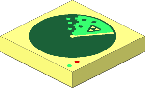 Tile  2 x  2 with Dark Green Radar Screen with Blacktron Logo Blip and Red and Bright Green Lights Pattern