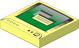 Tile  2 x  2 with Green Monitor Screen, Light Bluish Grey Button and Window Pattern