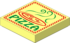 Tile  2 x  2 with Red and Green Pizza Takeaway Box Pattern