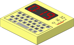 Tile  2 x  2 with '0:19' Display and 28-Key 'QERYUIOP' Keyboard Pattern