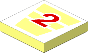Tile  2 x  2 with Red "2" and White Striped Wedge Pattern