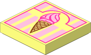 Tile  2 x  2 with Ice Cream Cone on Bright Pink Striped Background Pattern