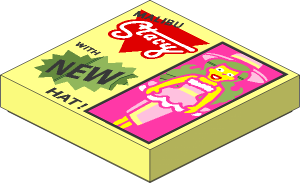 Tile  2 x  2 with Doll and "MALIBU Stacy WITH NEW HAT!" Pattern