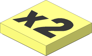 Tile  2 x  2 with Black "x2" Pattern
