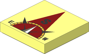 Tile  2 x  2 with Compass South in Dark Red Pointer Pattern
