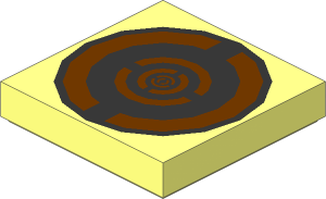 Tile  2 x  2 with Silver and Orange Circular Pattern