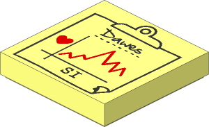 Tile  2 x  2 with Red Heart and Chart Line and Black "Dawes" and "SI" Pattern on Clipboard Pattern