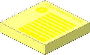 Tile  2 x  2 with Yellow Horizontal Stripes and "SOLAR CHARGE LEVEL" Pattern