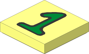 Tile  2 x  2 with Fabuland "1" Green Pattern
