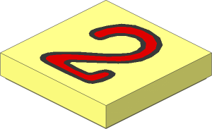 Tile  2 x  2 with Fabuland "2" Red Pattern