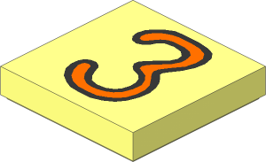 Tile  2 x  2 with Fabuland "3" Orange Pattern