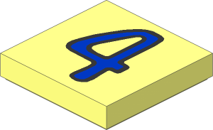 Tile  2 x  2 with Fabuland "4" Blue Pattern