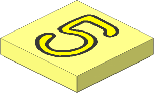 Tile  2 x  2 with Fabuland "5" Yellow Pattern
