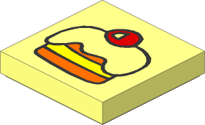 Tile  2 x  2 with Fabuland Cake, Icing and Red Cherry Pattern