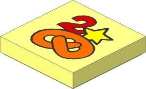Tile  2 x  2 with Fabuland Pretzel, "2" and Star Pattern