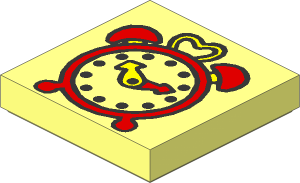 Tile  2 x  2 with Fabuland Alarm Clock Pattern