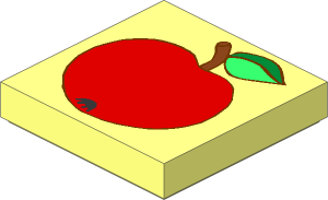 Tile  2 x  2 with Red Apple with Blossom, Stem and Green Leaf Pattern