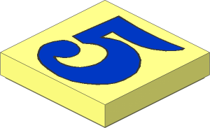 Tile  2 x  2 with "5" Blue Pattern