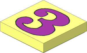 Tile  2 x  2 with Purple "3" Pattern
