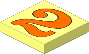 Tile  2 x  2 with "2" Orange Pattern