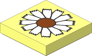 Tile  2 x  2 with Brown and White Flower with 12 Petals Pattern