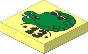 Tile  2 x  2 with Fabuland Crocodile Head and "13" Pattern