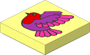 Tile  2 x  2 with Red, Purple, Bright Purple Flying Bird Pattern