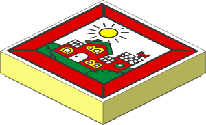 Tile  2 x  2 with Fabuland House in Frame Pattern