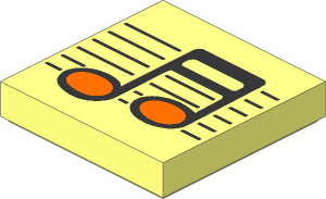 Tile  2 x  2 with Black / Orange Music Note Pattern