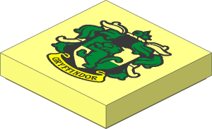 Tile  2 x  2 with Groove with HP "GRYFFINDOR" House Crest Pattern