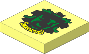 Tile  2 x  2 with Groove with HP "SLYTHERIN" House Crest Pattern