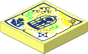 Tile  2 x  2 with Map with Minidoll in Birdcage Pattern
