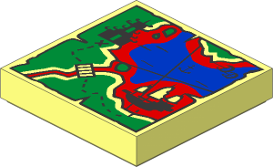 Tile  2 x  2 with Map, Pagoda and Ship Pattern