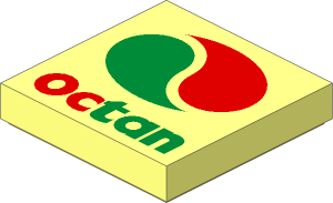 Tile  2 x  2 with Red/Green "Octan" Text and Logo Pattern