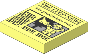 Tile  2 x  2 with Newspaper "THE LEGO NEWS" and "The greatest hero ever!" Pattern