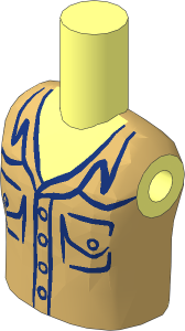 Figure Friends Boy Torso with Tan Shirt with Breast Pockets Pattern