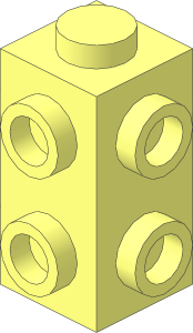 Brick  1 x  1 x  1.667 with Studs on 3 Sides