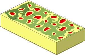 Tile  1 x  2 with Bright Light Yellow and Medium Nougat Focaccia Bread Pattern