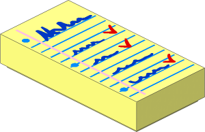 Tile 1 x 2 with Notepad with Blue List and Red Check Marks Pattern