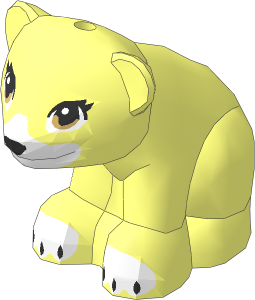 Animal Bear Baby Cub Sitting with Black Nose, Dark Tan Eyes and White Paws and Muzzle Pattern