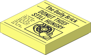 Tile  2 x  2 with Newspaper "The Daily Brick" and "DONUT THIEF STILL HUNGRY" Pattern