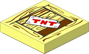 Tile  2 x  2 with Red "TNT" Label on Wood Grain Pattern