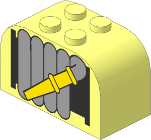 Brick  2 x  4 x  2 with Curved Top with Fire Hose on Reel Pattern