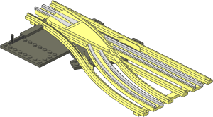 ~Train Track 12V Slotted Point Right Base (Straight)