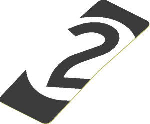 Sticker  1.8 x  0.8 with Black Number 2 in White Disc on Black Background (Formed)